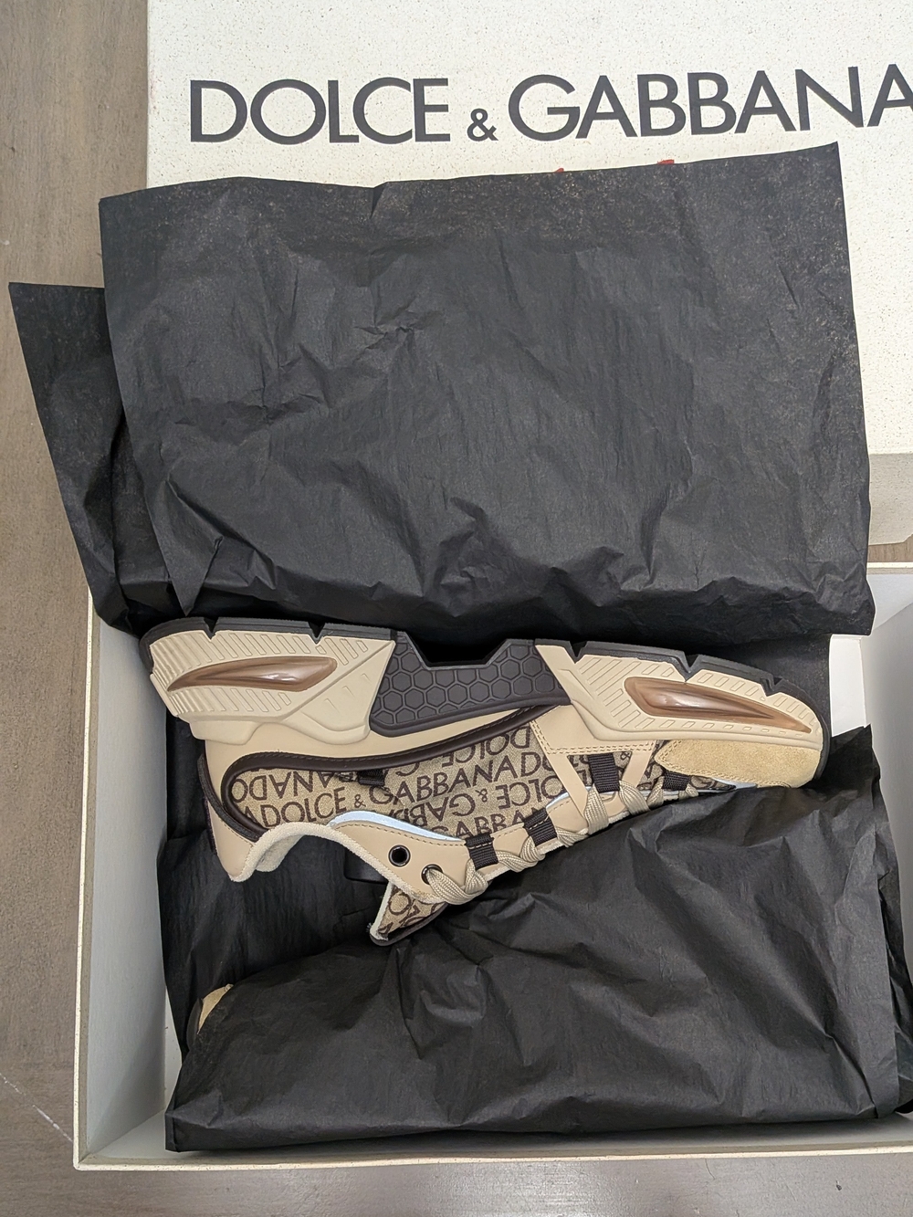 Dolce & Gabbana Beige Logo-Print Sneaker